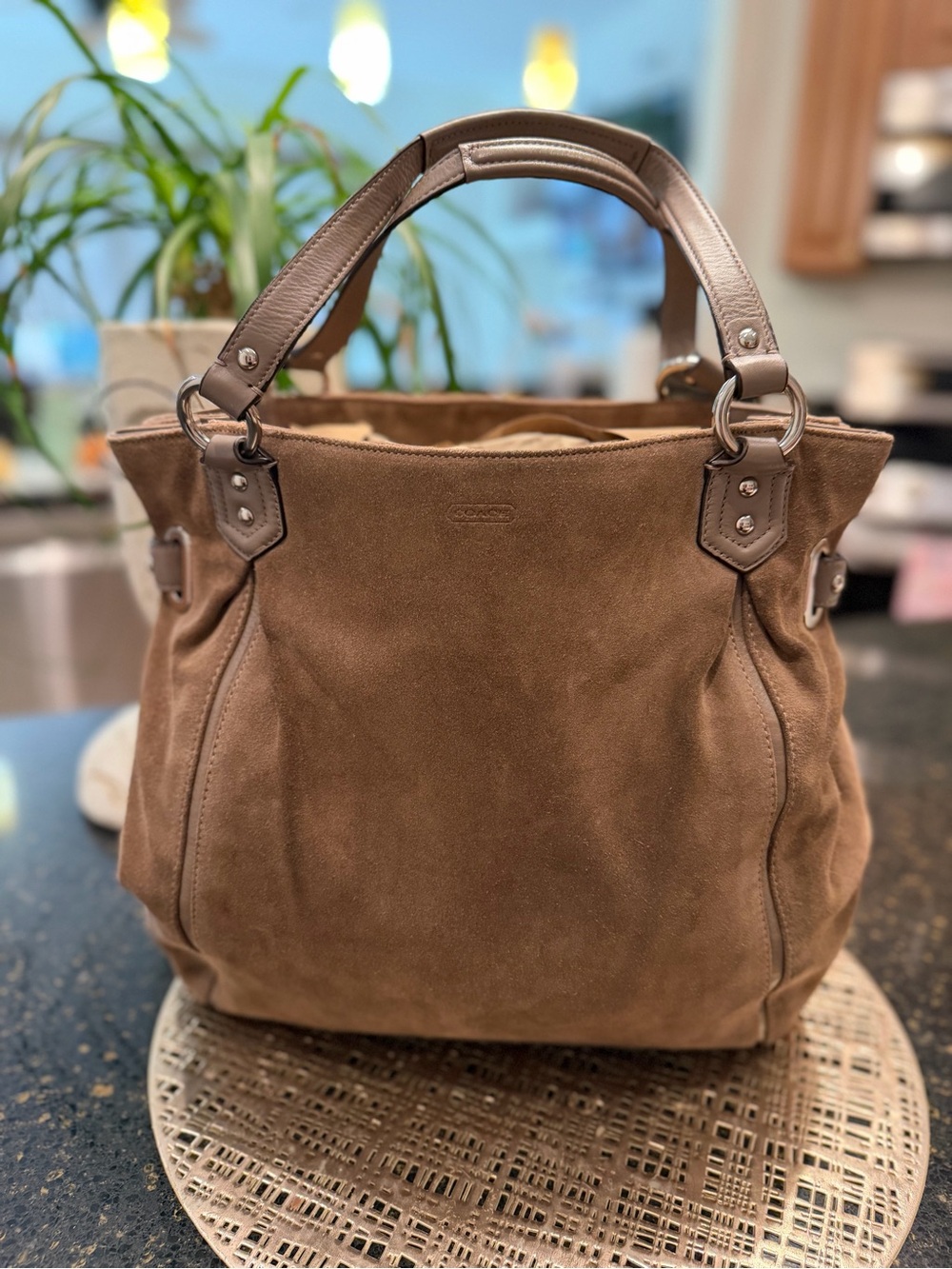 Coach Suede Hobo Tote Handbag